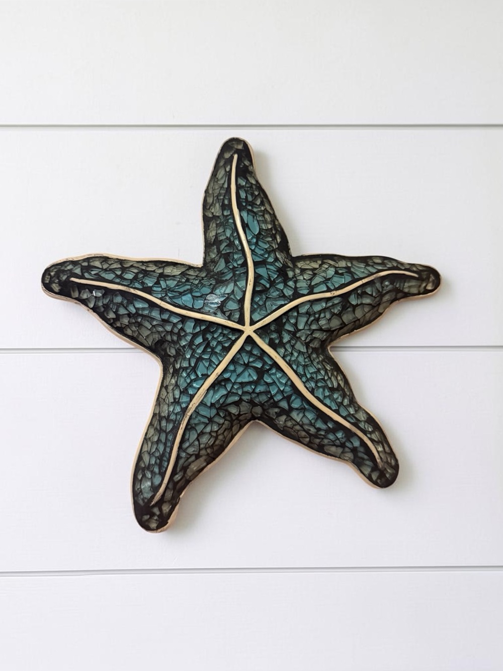 RARE Mosaic Glass Shell Starfish Wall Decor Coastal Beach Nautical Home Accent - Picture 3 of 5